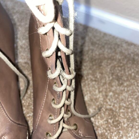 STEVEN BY STEVE MADDEN Women Lace Up Leather Taupe Ankle Boots Bootie SZ 8 - Picture 8 of 8